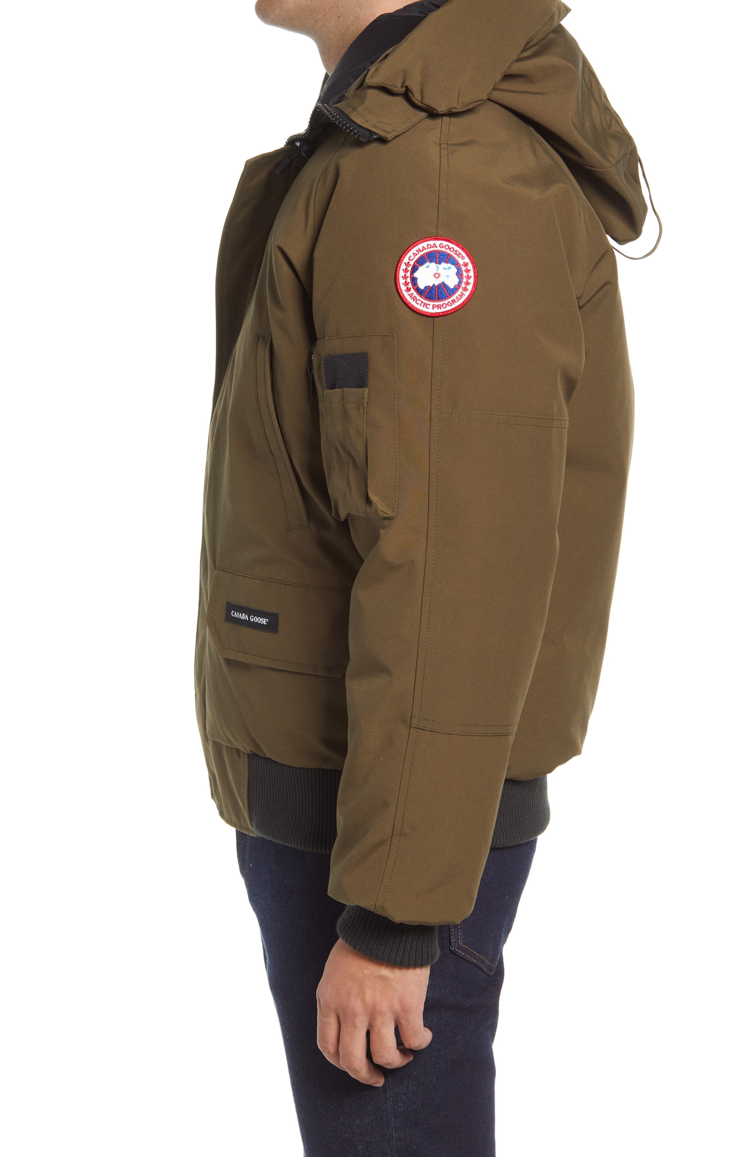 down bomber jacket with hood