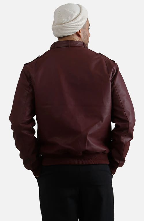 Shop Members Only Faux Leather Iconic Racer Jacket In Burgundy