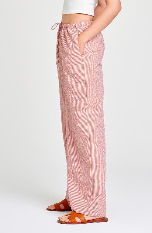 Shop Wayf Cooper Stripe Seersucker Wide Leg Drawstring Pants In Amber Seersucker