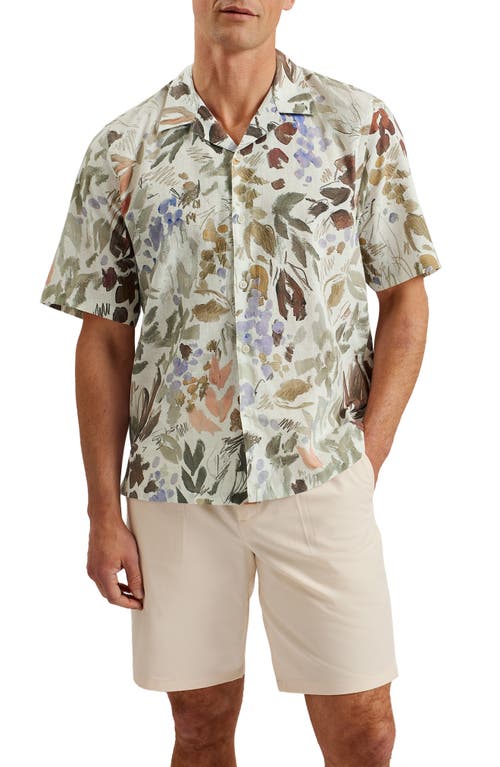 Ted Baker London Moselle Floral Linen & Cotton Camp Shirt Multi at Nordstrom,