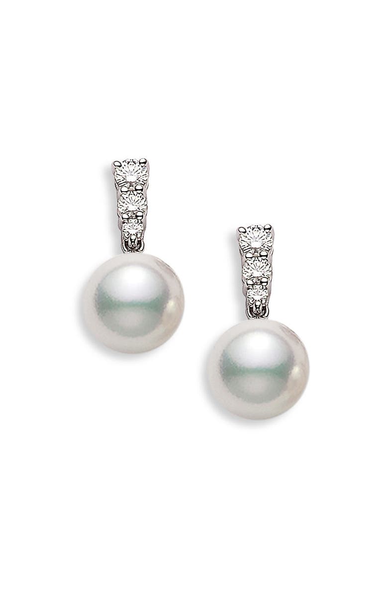 Mikimoto 'Morning Dew' Akoya Cultured Pearl & Diamond Earrings | Nordstrom