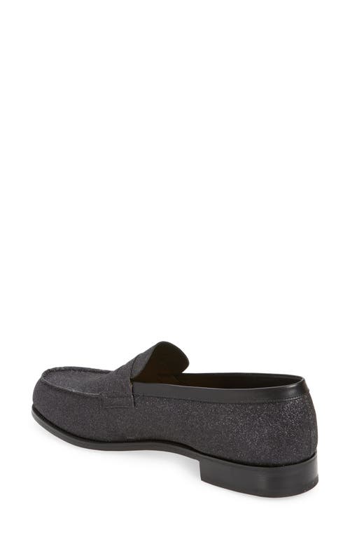 Jm Weston Animation Noel 180 Metallic Glitter Penny Loafer In Black