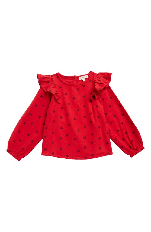 Tucker + Tate Kids' Print Ruffle Sleeve Cotton Top in Red Pepper Fitful Hearts