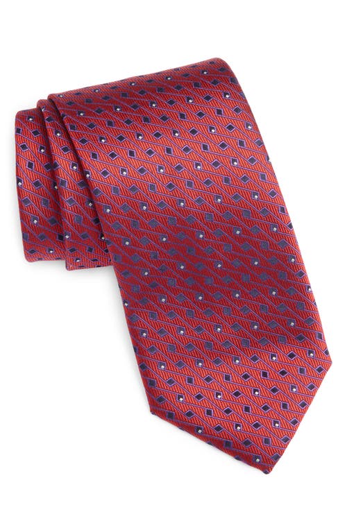 Canali Novelty Geometric Silk Tie In Pink