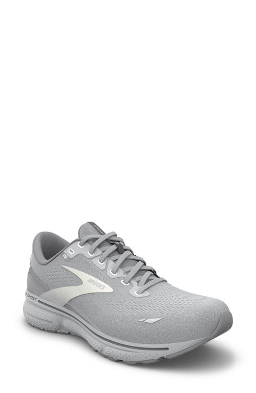 Brooks Ghost 15 Running Shoe in Oyster/Alloy/White