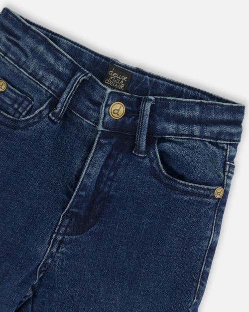 Shop Deux Par Deux Little Boy's Stretch Jeans Straight Leg Dark Blue Denim In Navy Denim