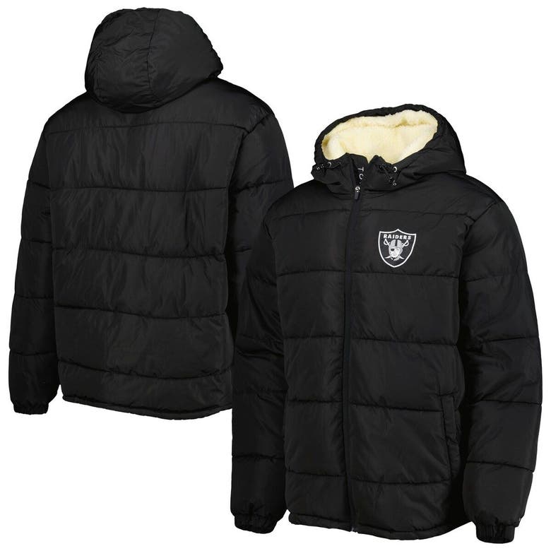 TOMMY HILFIGER TOMMY HILFIGER BLACK LAS VEGAS RAIDERS PUFFER PARKA HOODIE FULL-ZIP JACKET