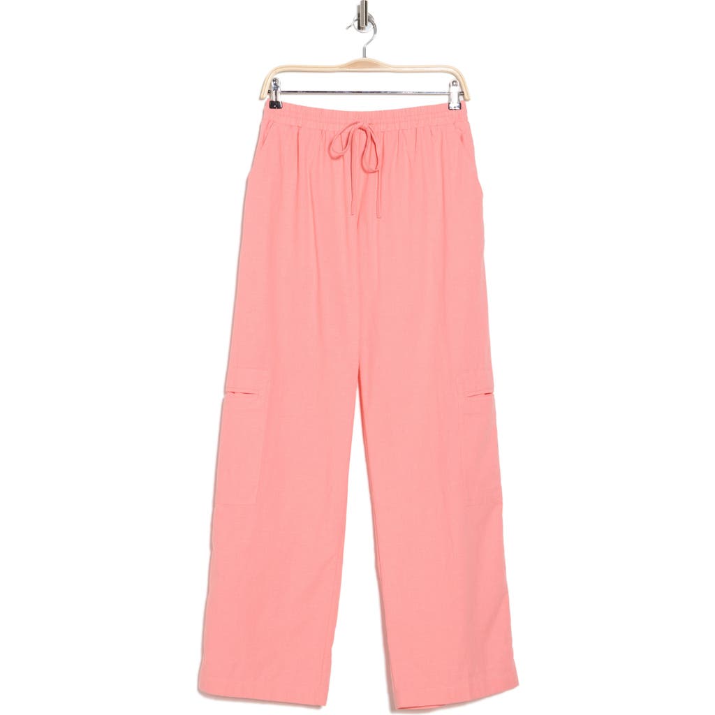 Shop Abound Flowy Tie Waist Cotton & Linen Pants In Coral Shell