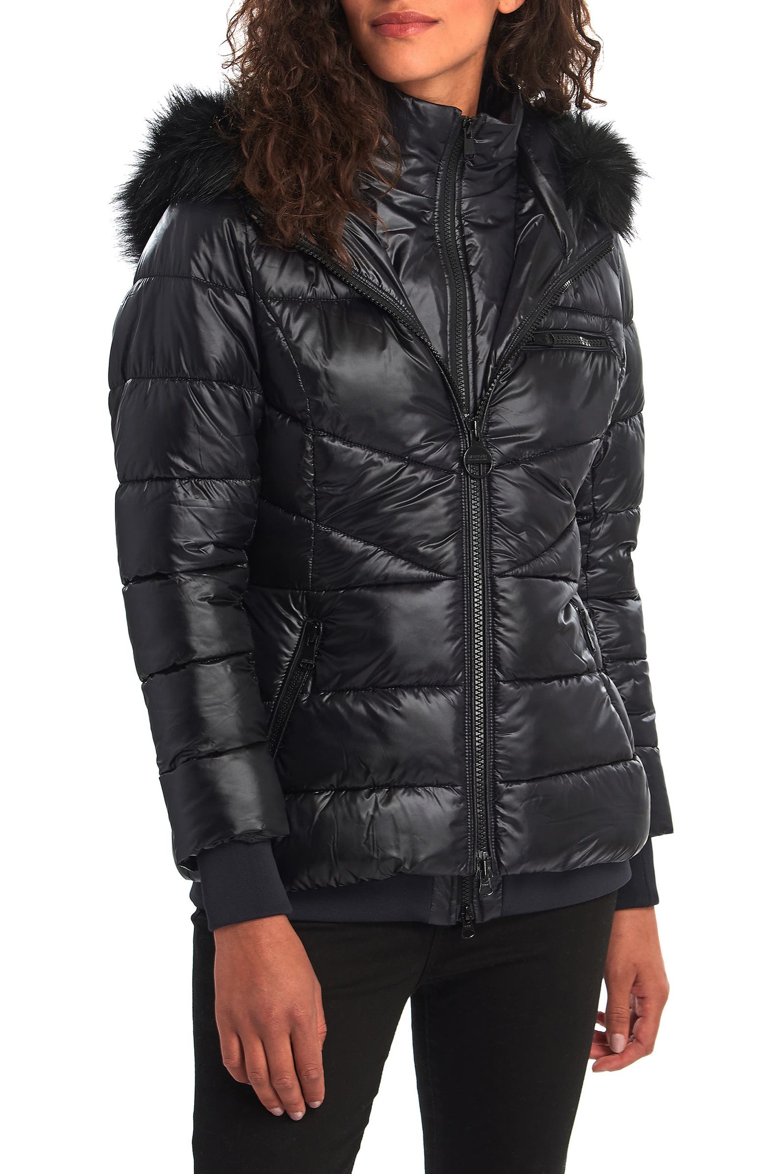 Barbour Strike Puffer Coat with Removable Faux Fur Trimmed Hood | Nordstrom