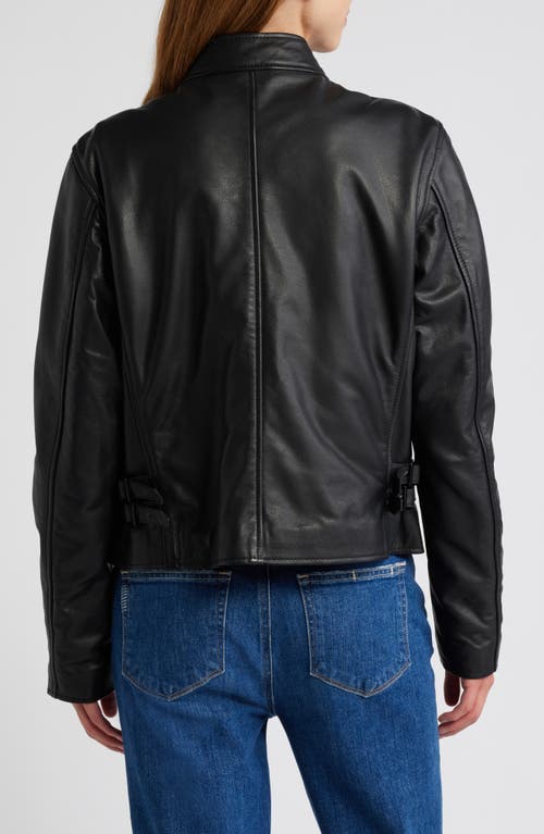 Shop Schott Nyc Cafe Racer Leather Jacket In Black