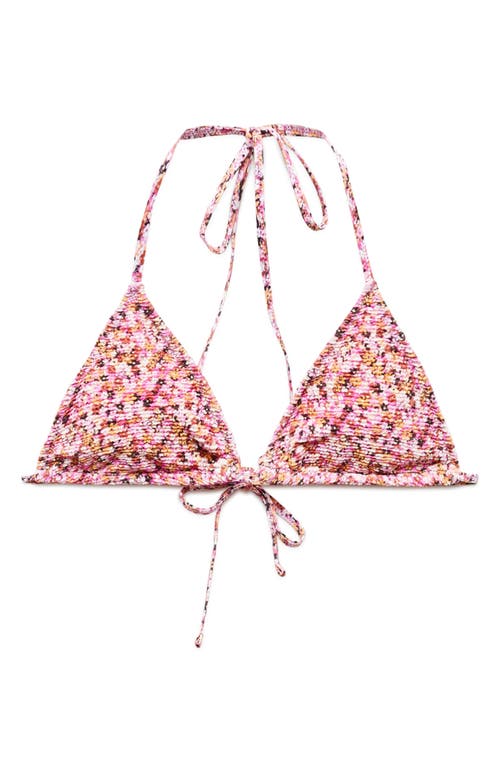 Mango Floral Print Triangle Bikini Top In Pink