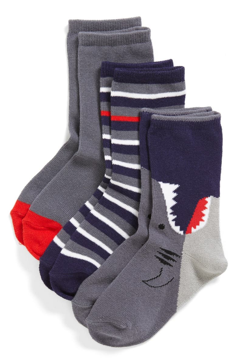Nordstrom 'Sharkie' Crew Socks (3-Pack) (Toddler, Little Kid & Big Kid ...