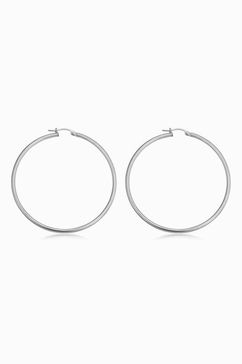ORADINA ORADINA 14K WHITE GOLD EVERYTHING LARGE HOOP EARRINGS