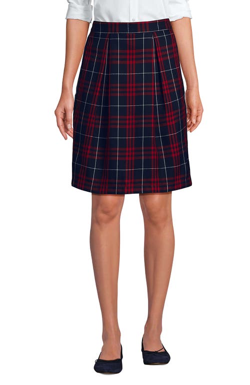 Shop Lands' End School Uniform  Plaid Skort Top Of Knee In Classic Navy Large Plaid