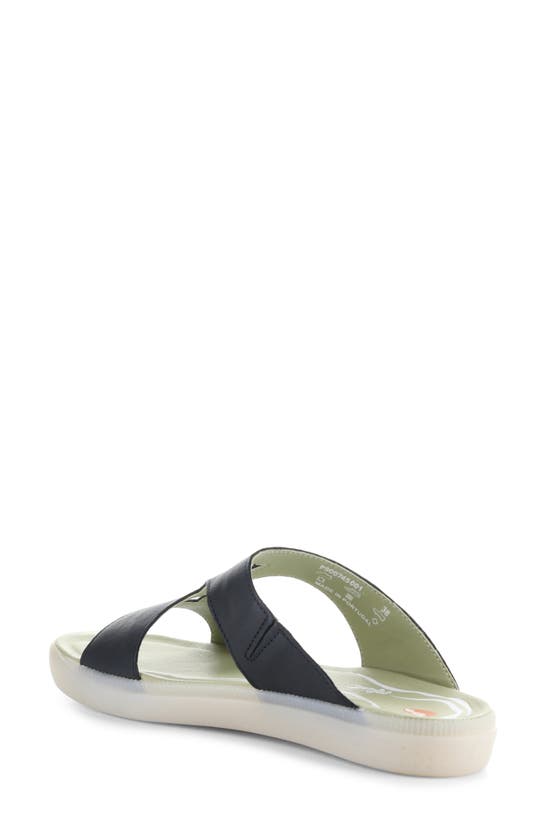 Shop Softinos By Fly London Inbe Slide Sandal In Navy Smooth Leather