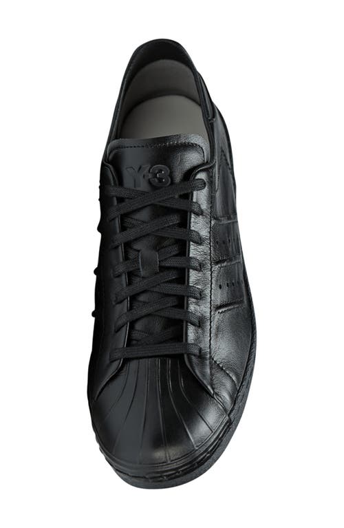 Y-3 Adidas Superstar Leather Low-top Sneakers In Black/black/black