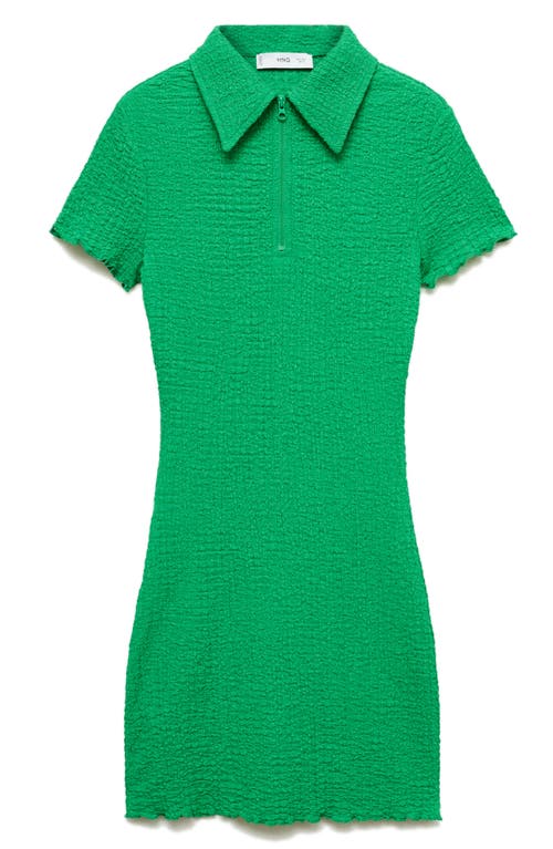 MANGO MANGO TEXTURED BODY-CON POLO DRESS 