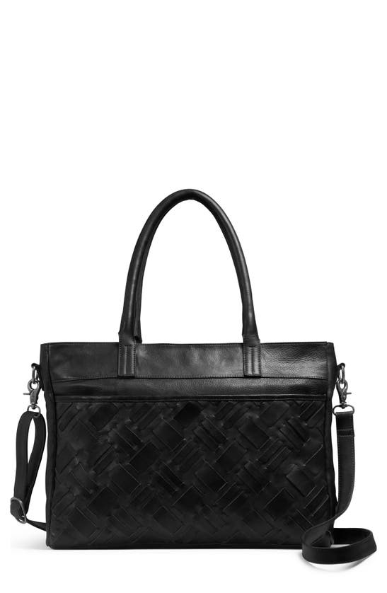 Day & Mood Mee Weave Leather Satchel In Black