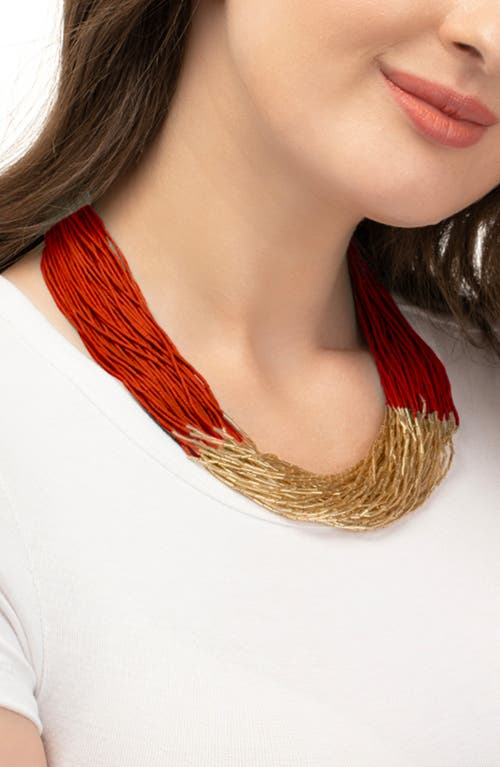 Shop Deepa Gurnani Loretta Beaded Layered Necklace In Red