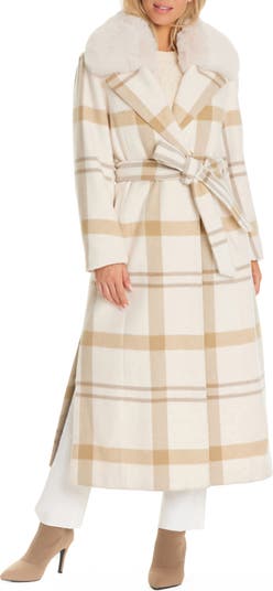 Chinese Fashion Linen Checkered Coat Quilted Hooded Wrap Coat in