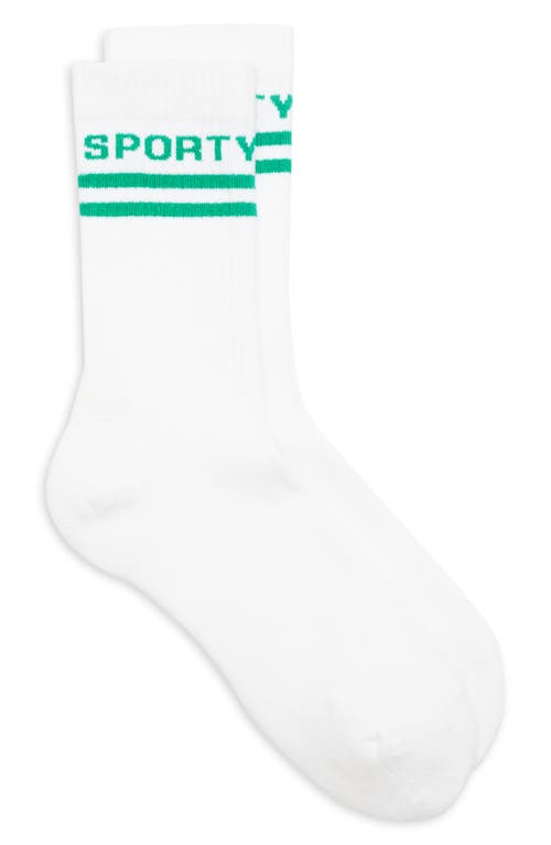 SPORTY AND RICH SPORTY & RICH BOLD LOGO STRIPE COTTON BLEND CREW SOCKS 