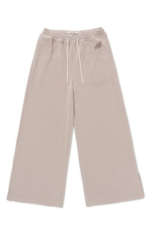 HONOR THE GIFT Textured Wide Leg Sweatpants in Stone 