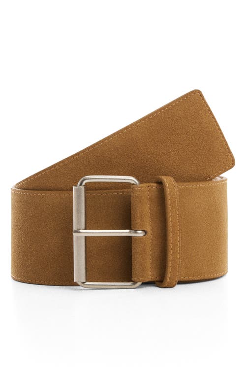 MANGO Leather Belt in Brown at Nordstrom, Size Medium