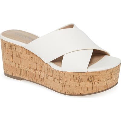 Charles By Charles David Civil Platform Wedge Slide Sandal- White