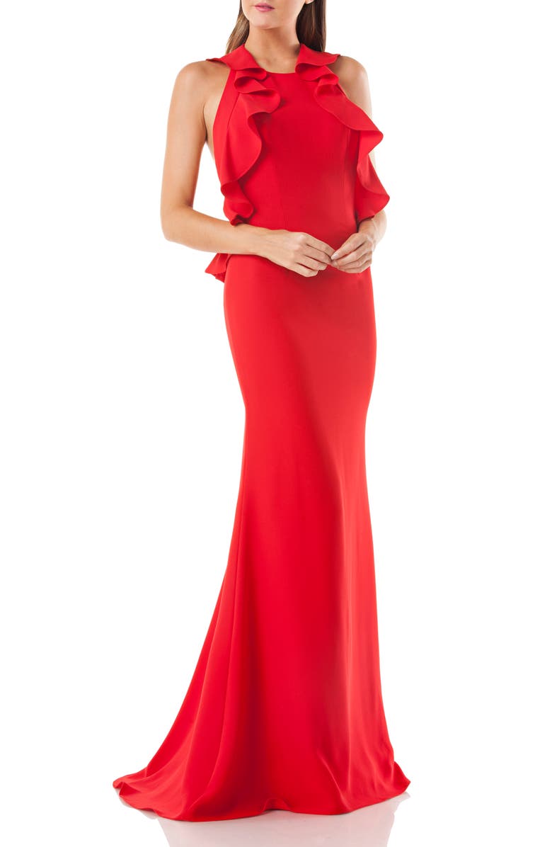 Carmen Marc Valvo Infusion Ruffle Trumpet Gown | Nordstrom
