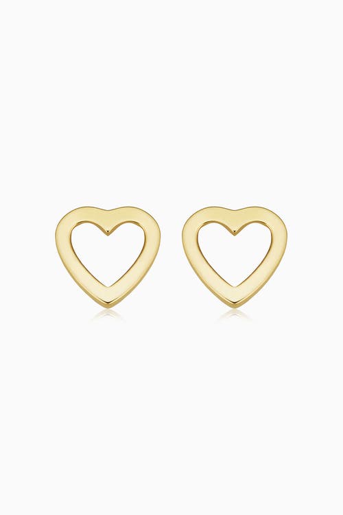 Oradina 14k Yellow Gold Open Your Heart Studs In Yellow Gold