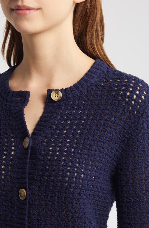 Shop Frame Open Stitch Shrunken Cardigan In Navy