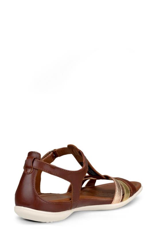 Ecco 'flash' Sandal In Mink/ Gold/ Hammered Bronze