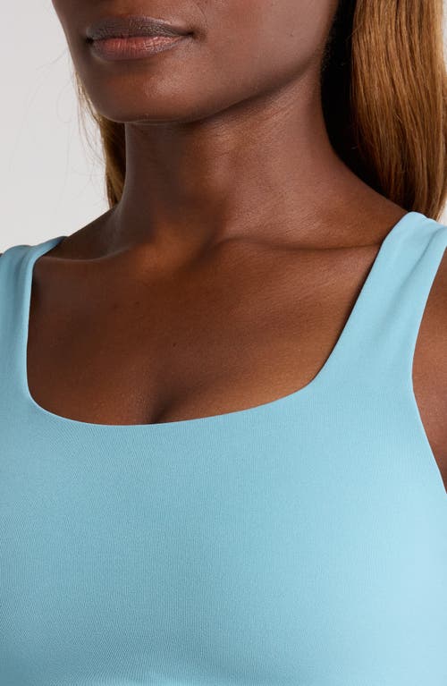 Shop Nike Dri-fit Alate Ellipse Sports Bra In Denim Turquoise/white