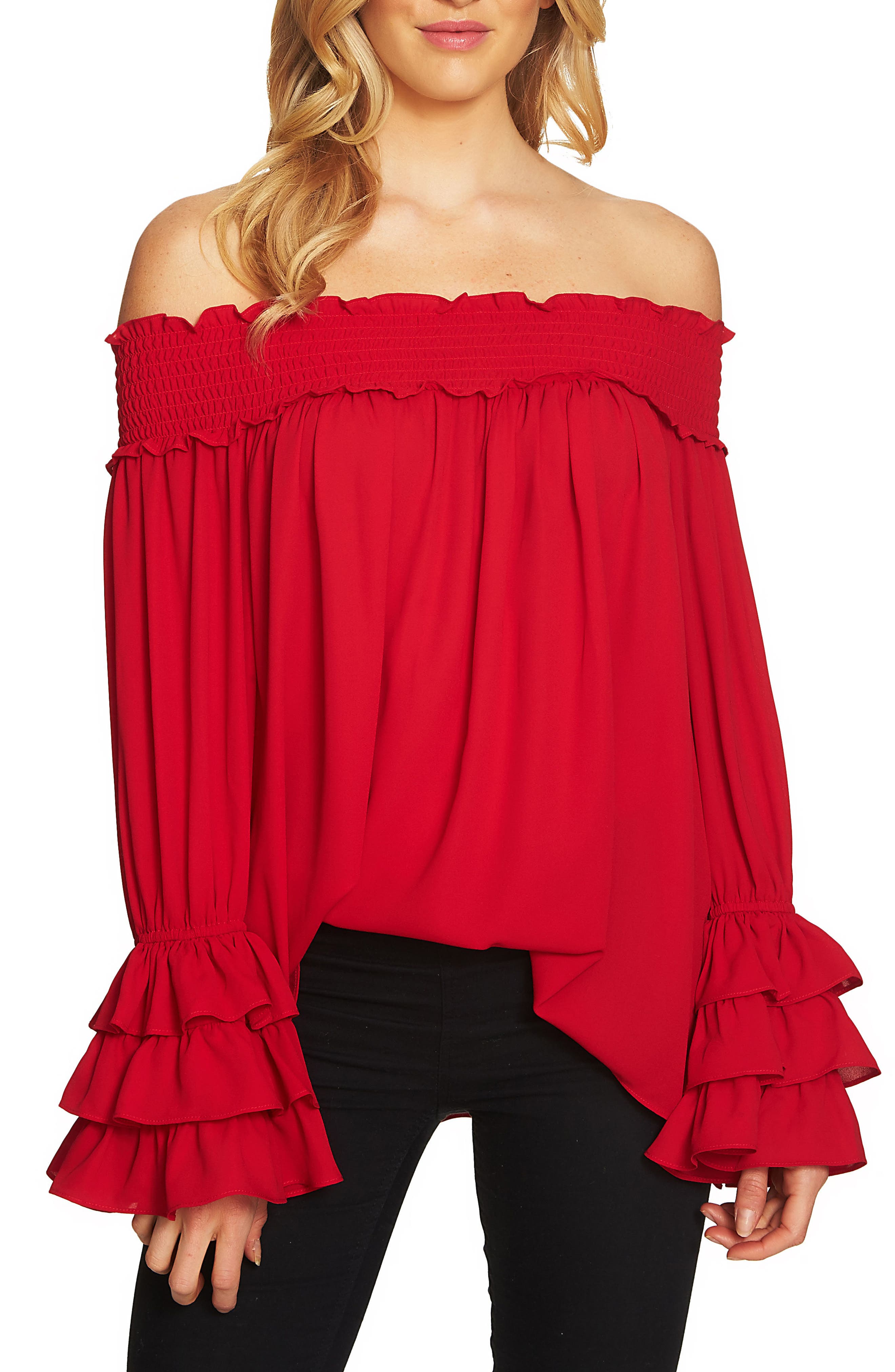 CeCe Smocked Off the Shoulder Blouse Nordstrom