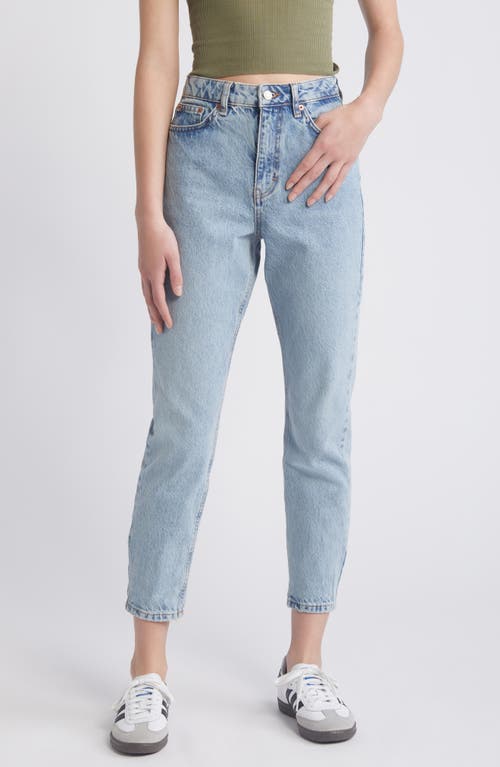 High Waist Tapered Mom Jeans in Light Blue