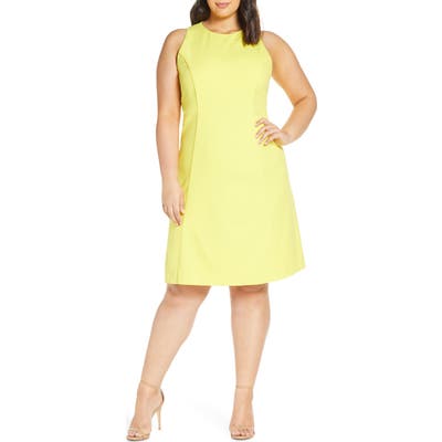 Plus Size Rachel Roy Collection Side Stripe Crepe A-Line Dress, Yellow