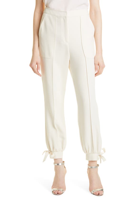 Shop Cinq À Sept Janin Tie Cuff Ankle Pants In Alabaster
