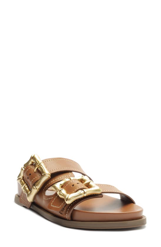 Schutz Enola Dual-buckle Sporty Slide Sandals In New Wood | ModeSens