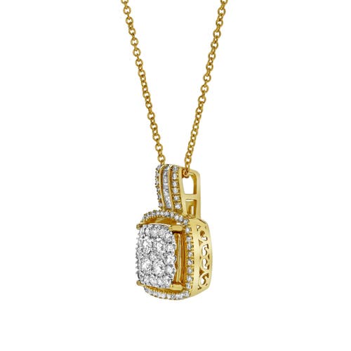 Luvmyjewelry Elysian Square Diamond Pendant In 10k Yellow Gold