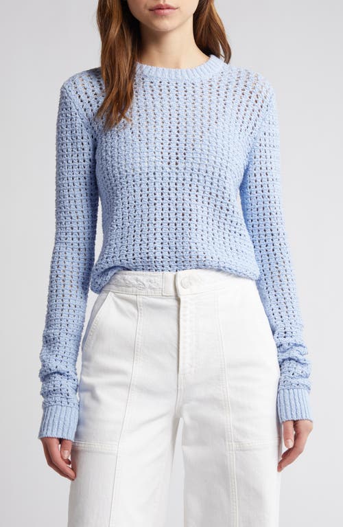 FRAME Open Stitch Cotton Crewneck Sweater Light Blue at Nordstrom,