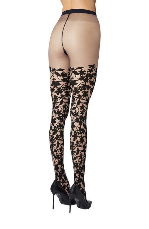 Shop Wolford Graphic Floral Tights In Fairly Light/black