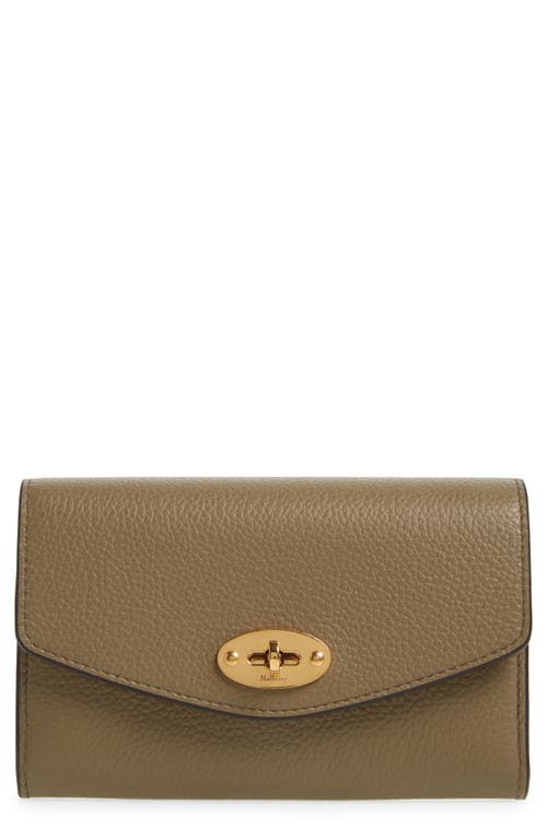 Mulberry Medium Darley Leather Wallet In Linen Green