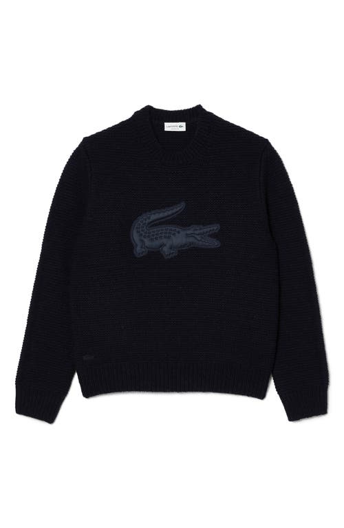 Lacoste Classic Fit Logo Patch Wool Blend Sweater Abimes at Nordstrom,