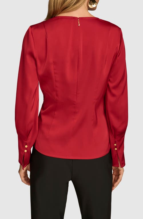 Shop Donna Karan New York Satin Cowl Neck Top In Metropolitan Red