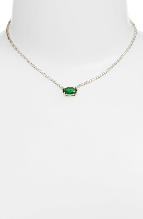 Shop Shymi Oval Pendant Tennis Necklace In Silver/green