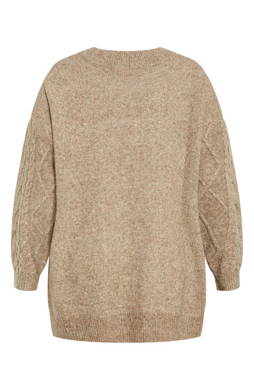 Shop City Chic Jojo Oversize Fisherman Sweater In Biscuit