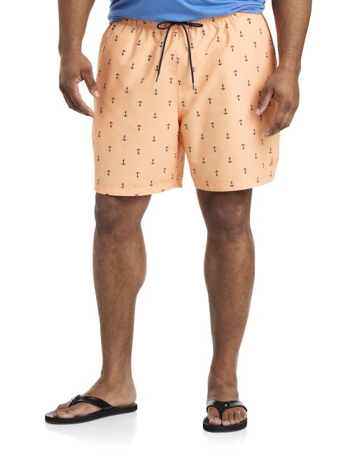 Shop Nautica Anchor Print Swim Trunks In Orange