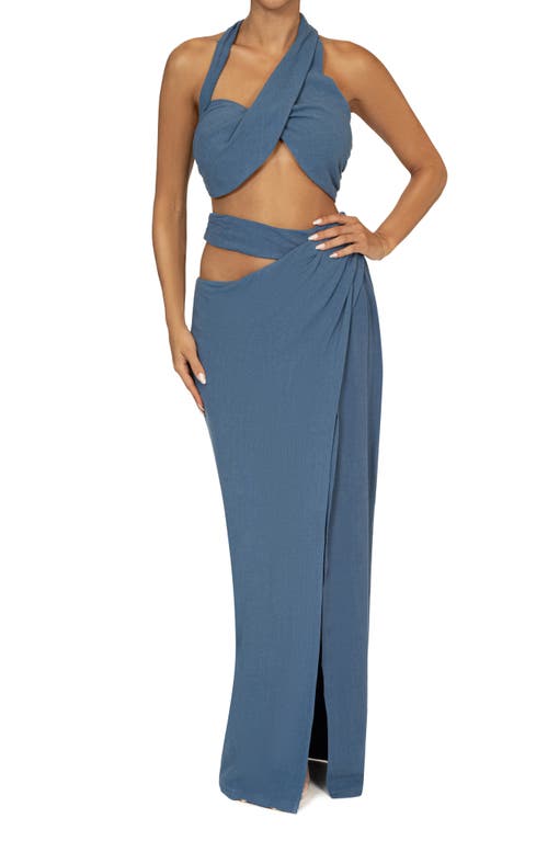 Shop Jluxlabel New Age Crop Top & Maxi Skirt Set In Blue