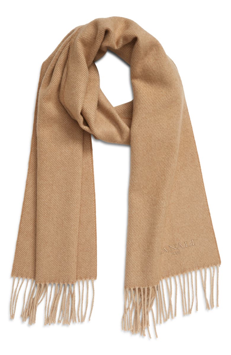 CANALI Camel Hair Scarf, Main, color, BEIGE