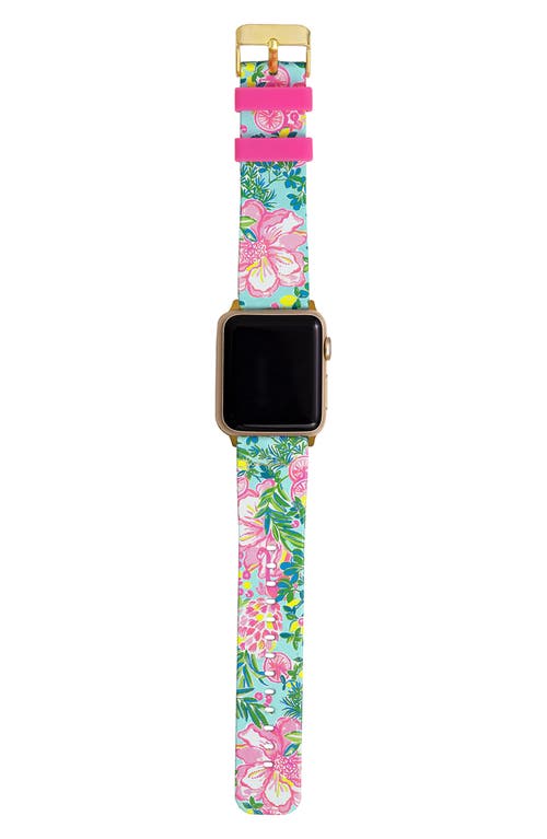 Lilly Pulitzer® Fruity Flamingo Silicone 19mm Apple Watch® Watchband in Green